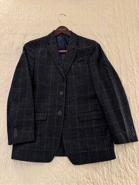 Tommy Hilfiger Dark Blue Windowpane Mens Blazer 38R Tailored